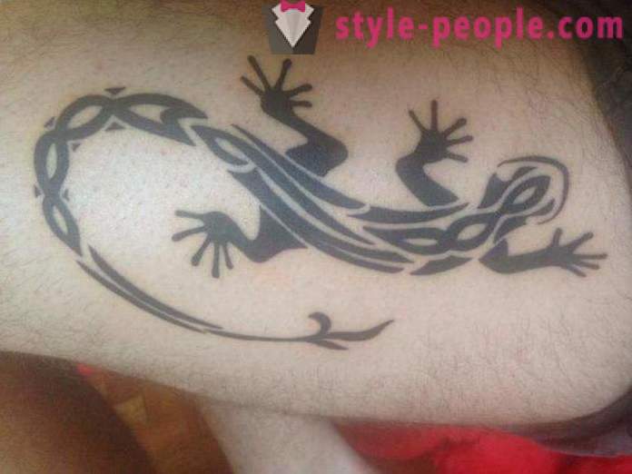 Tattoo „gyík”: a teljes átirata a sokrétű karakter